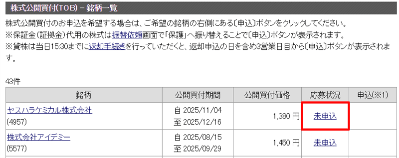 三菱UFJ eスマート証券の公開買付手続き